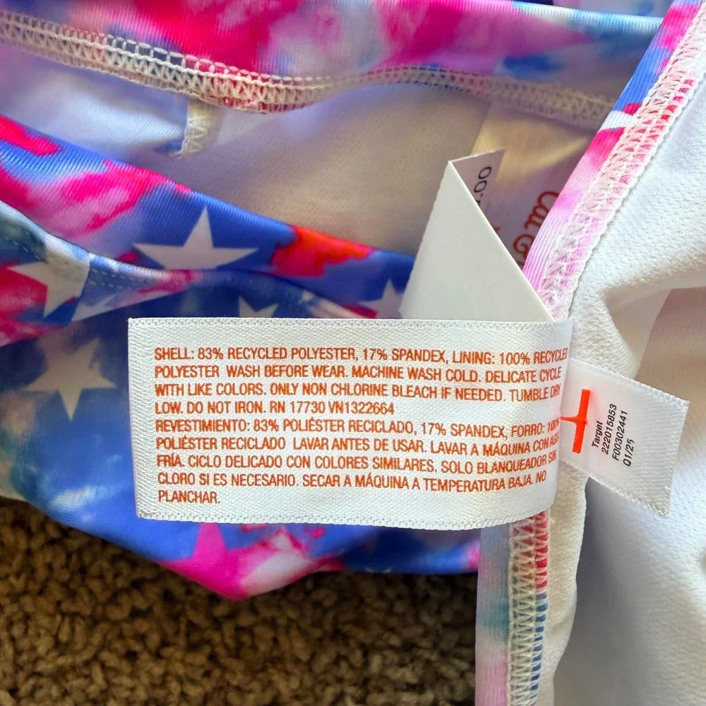 Cat & Jack Patriotic Tie Dye Stars Rash Guard Bikini Swim Bathing Suit XL 14 NWT